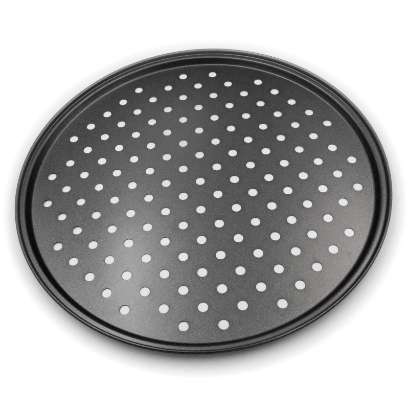 Handook Pizza Pan for Oven, Nonstick Pizza Pans, Carbon Steel Pizza Pan with Holes, Pizza Baking Pan for Oven Baking Supplies, for Home Baking Kitchen Oven Restaurant (12 Inch) - Image 1